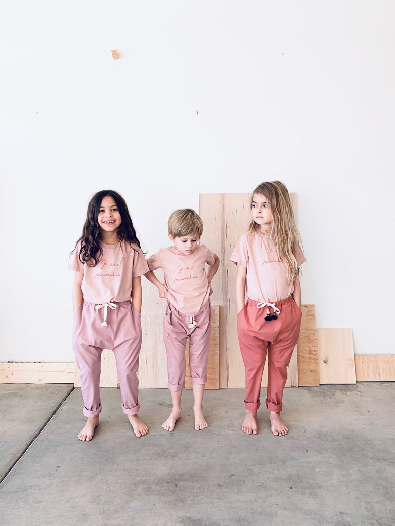 organic cotton harem pants with tassels - clay