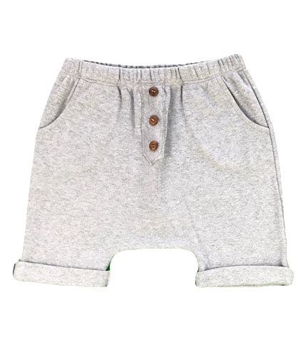 organic cotton harem shorts with buttons - grey melange