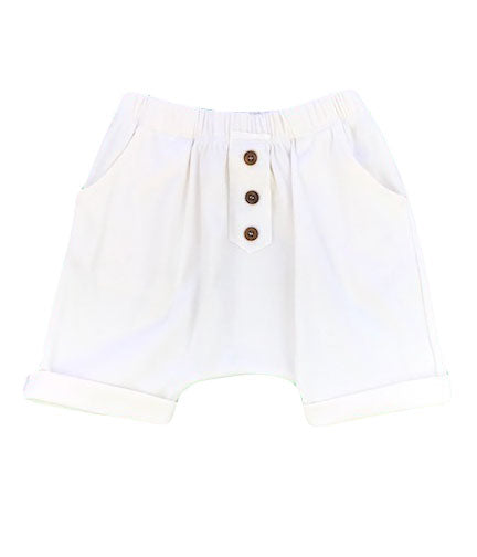 organic cotton harem shorts with buttons - natural