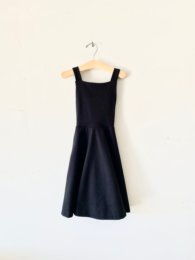 organic cotton pinafore dress - black
