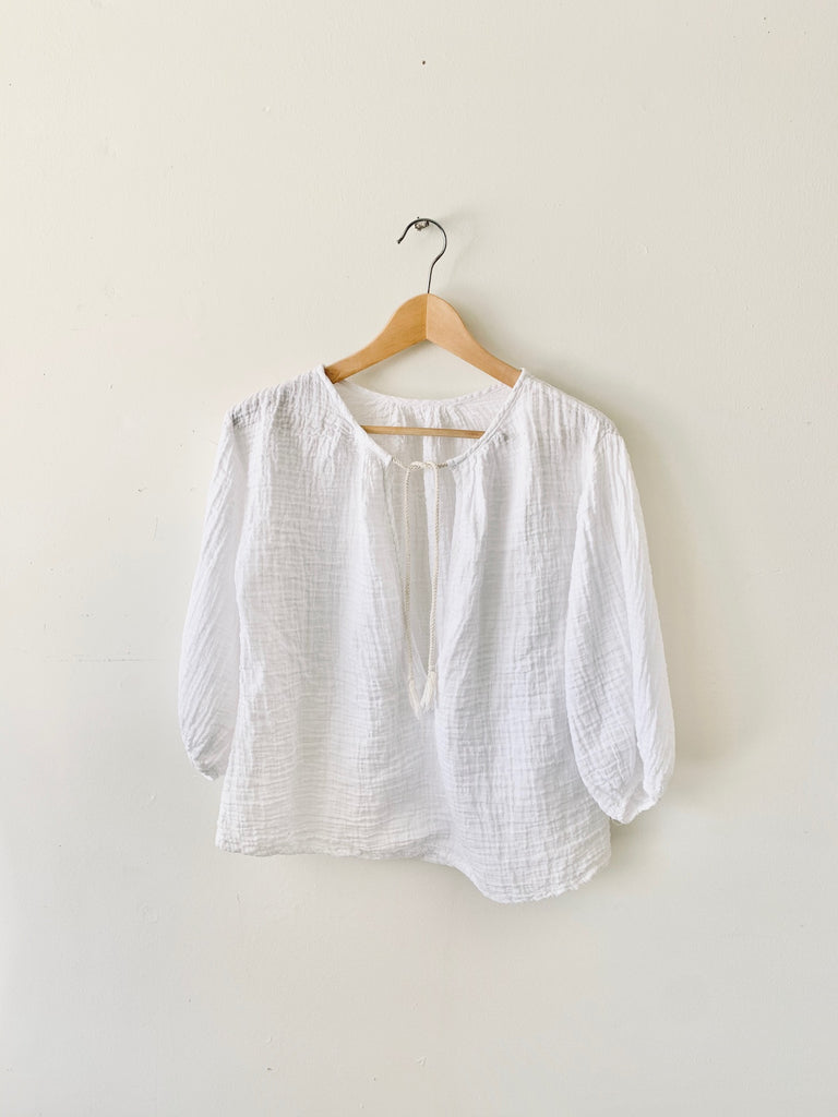 organic cotton santorini peasant top - white